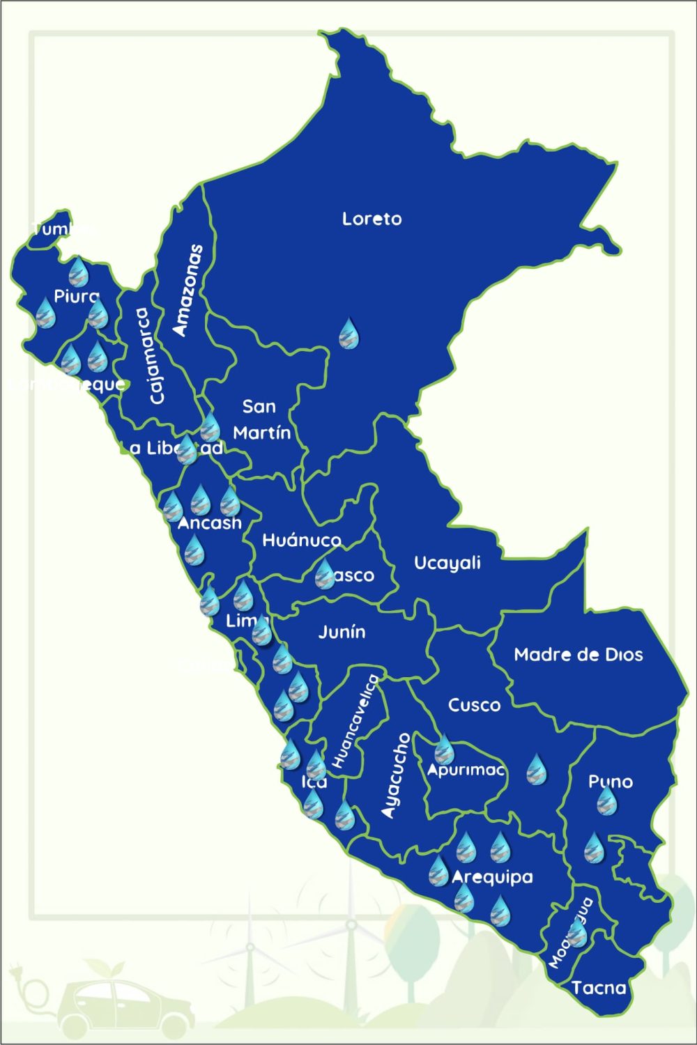 Mapa del Perú con cobertura